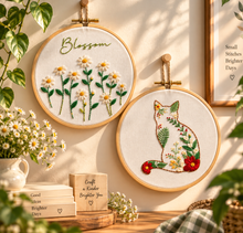 Load image into Gallery viewer, Cat & Blossom (Pack of 2) Combo DIY Learn-to-Embroidery Kit
