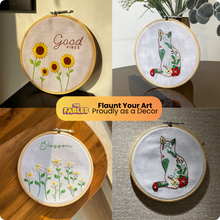 Load image into Gallery viewer, Cat, Blossom & Sun Flower (Pack of 3) Combo DIY Learn-to-Embroidery Kit