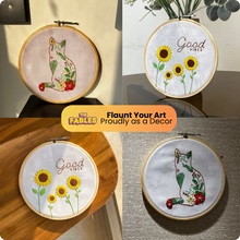 Load image into Gallery viewer, Cat & Sun Flower (Pack of 2) Combo DIY Learn-to-Embroidery Kit