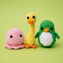 Penguin + Octopus + Duck (Crochet)