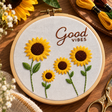 Load image into Gallery viewer, Sun Flower DIY Learn-to-Embroidery Kit
