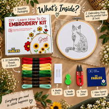 Load image into Gallery viewer, Cat DIY Learn-to-Embroidery Kit
