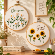 Load image into Gallery viewer, Sunflower + Blossom Combo | DIY Embroidery Kit
