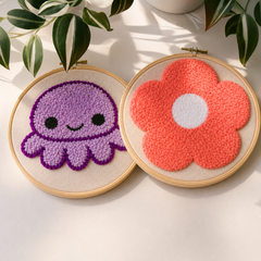 Flower + Octopus Combo | DIY Punch Needle Kit