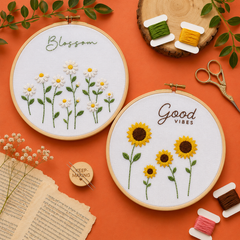 Sunflower + Blossom Combo | DIY Embroidery Kit