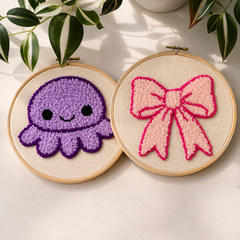 Bow + Octopus Combo | DIY Punch Needle Kit | Pack of 2 Kit