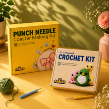 Load image into Gallery viewer, Punch Needle (Bow) + Crochet Kit (Penguin) - Pack of 2
