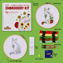Load image into Gallery viewer, Cat &amp; Sun Flower (Pack of 2) Combo DIY Learn-to-Embroidery Kit
