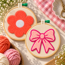 Load image into Gallery viewer, Flower &amp; Bow Kit (Pack of 2) — Punch Needle Kit
