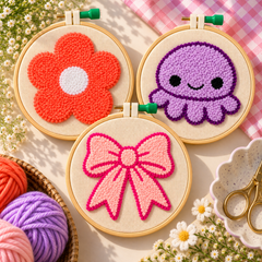 Punch Needle (Bow + Flower + Octopus)