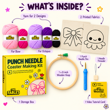 Load image into Gallery viewer, Bow + Octopus Combo | DIY Punch Needle Kit | Pack of 2 Kit
