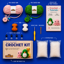 Load image into Gallery viewer, Penguin + Octopus Combo | DIY Crochet Kit
