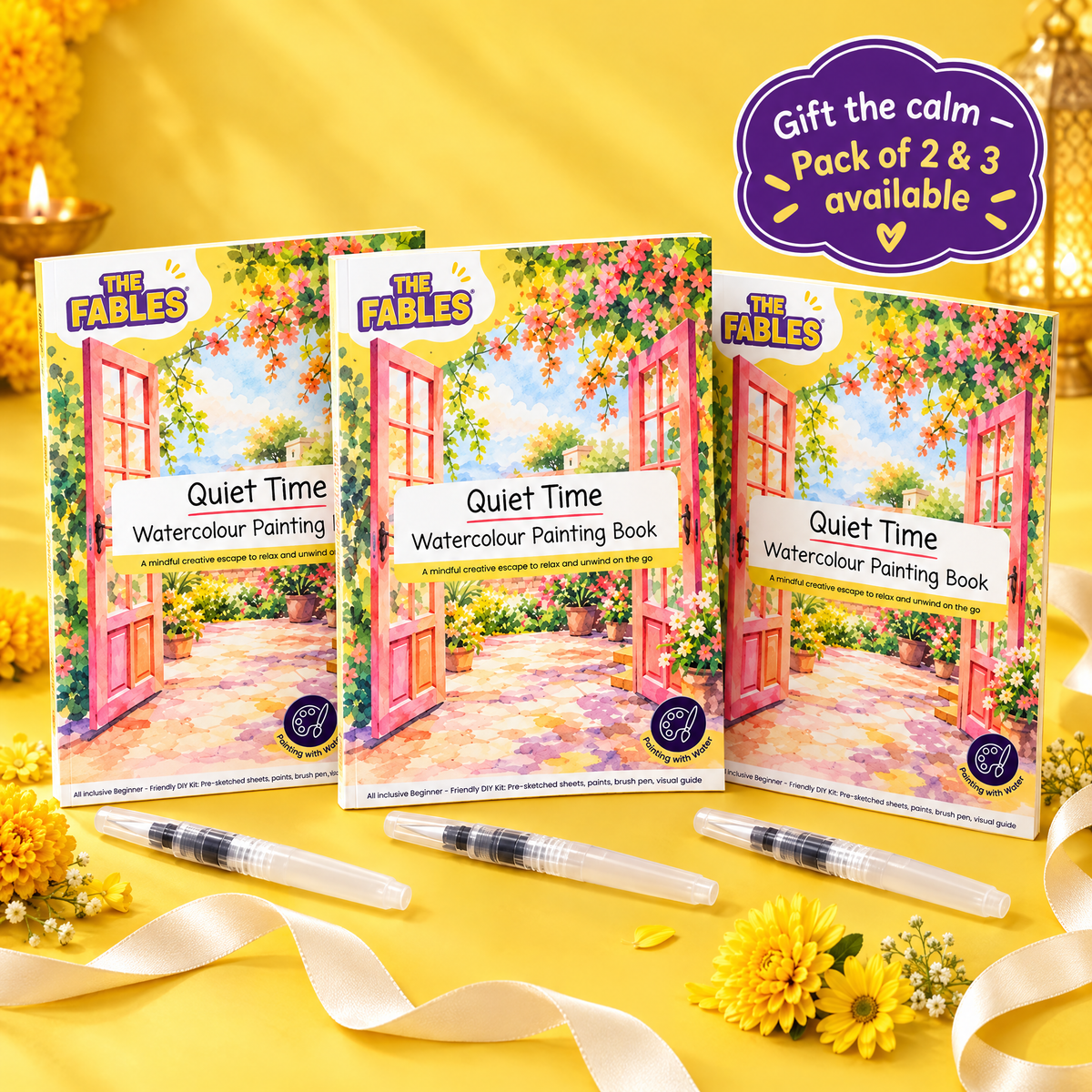 Quiet Time Watercolour Painting Book - Pack of 3