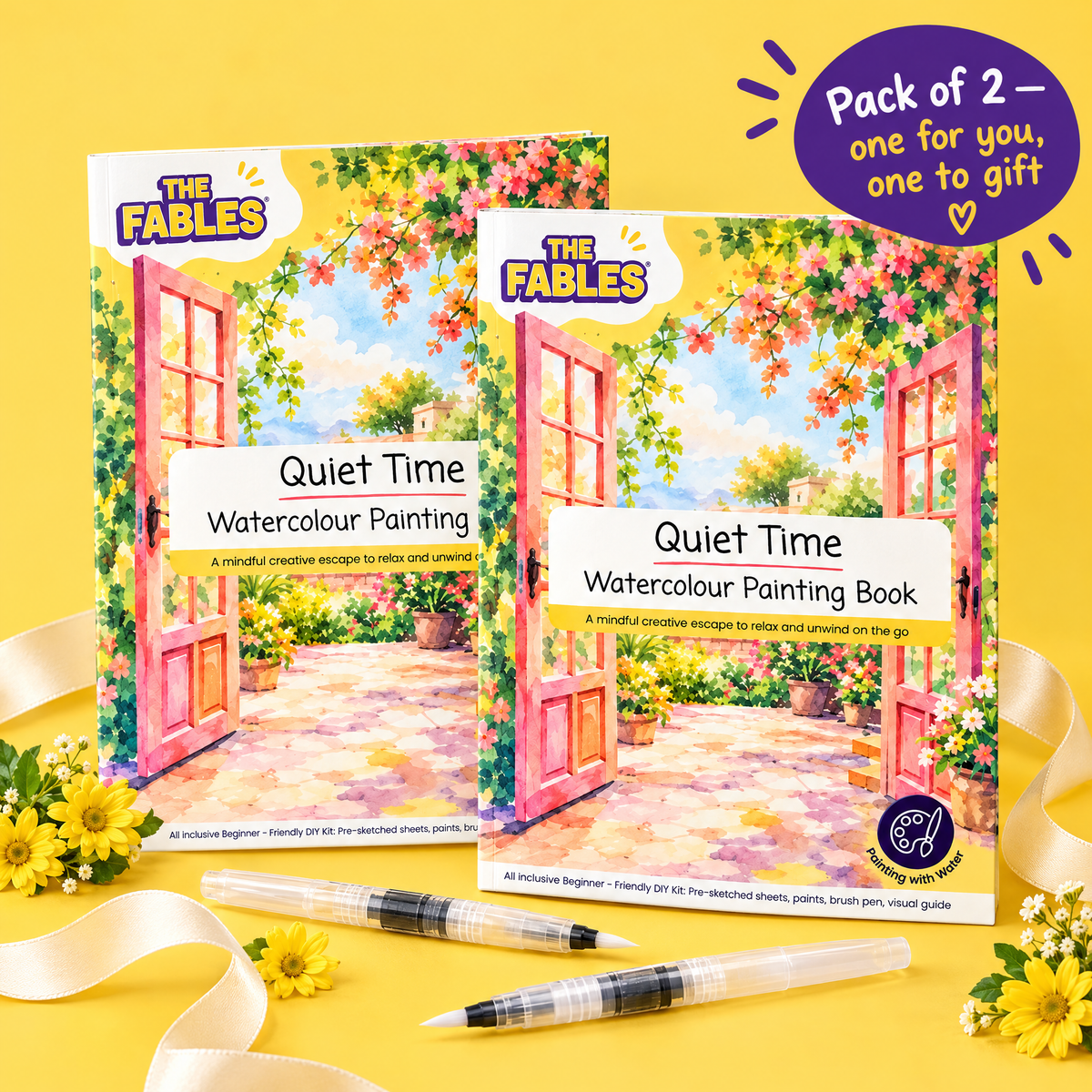 Quiet Time Watercolour Painting Book - Pack of 2